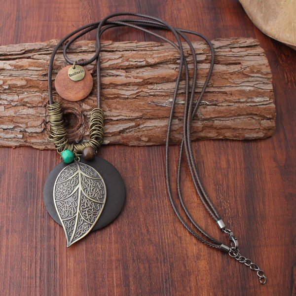 Personalized Pattern Leaf Pendant Long T-Shirt Chain Accessories 6