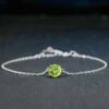 925 Sterling Silver Color Jewelry Natural Peridot White Gold Bracelet Bracelets 10