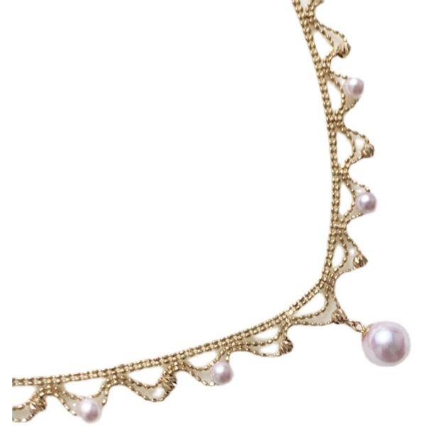 Aurora Japanese 18k Gold Lace Pearl Necklace Necklaces 6
