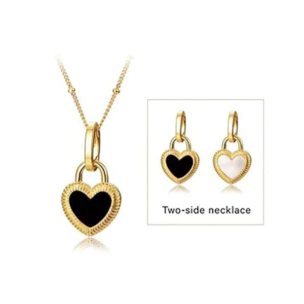 New Titanium Steel 18K Gold Double-sided Love Heart-shaped Small Lock Pendant Necklace Necklaces 8