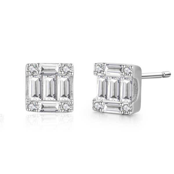 S925 Sterling Silver Light Luxury And High-end Square Full-set Earrings Earrings 7