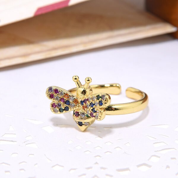 Women’s 18K Gold Micro Inlay Color Zircon Open Adjustable Ring Rings 11