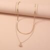 Exaggerated water drop zircon pendant pendant pendant necklace, gold wire chain double-layered temperament necklace Necklaces 10