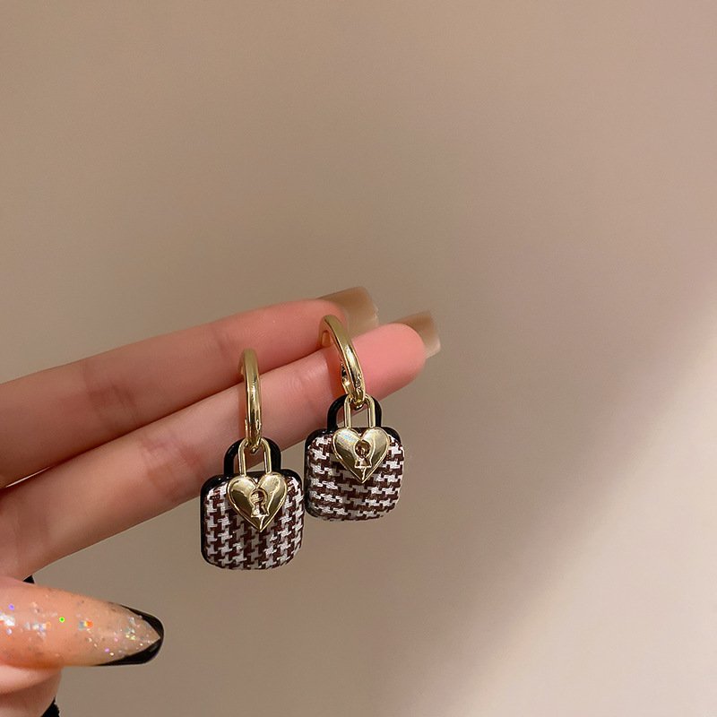 Small Lock Earrings Vintage Checkerboard Earrings Earrings 10 Small Lock Earrings Vintage Checkerboard Earrings Earrings 10
