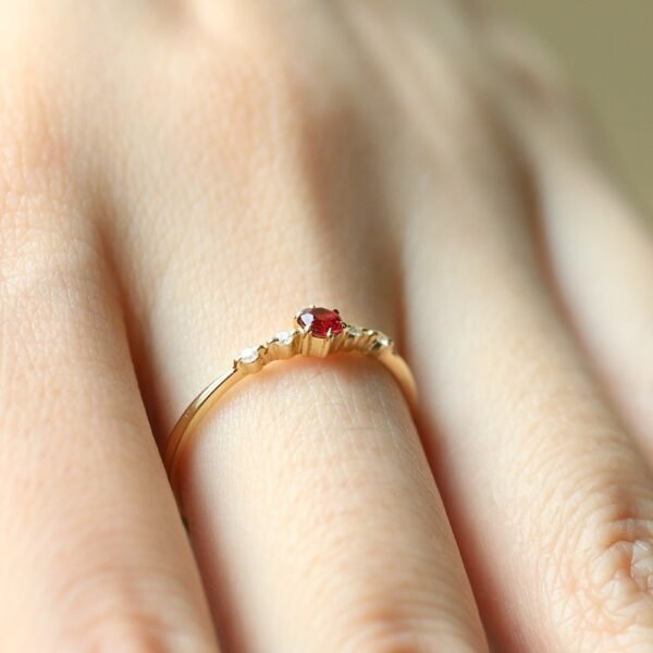 Fashionable Ruby with Diamonds Women’s 16k Gold Engagement Wedding Ring Rings 5