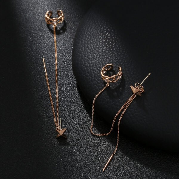 Geometric Tassel Earrings Women’s Long Diamond Inlaid New Fashion Net Red Temperament Earrings Face Show Thin Ear Line Jewelry Earrings 4
