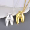 Exaggerated Design 3D Body Pendant 18K Gold-plated Brass Clavicle Chain Necklaces 12