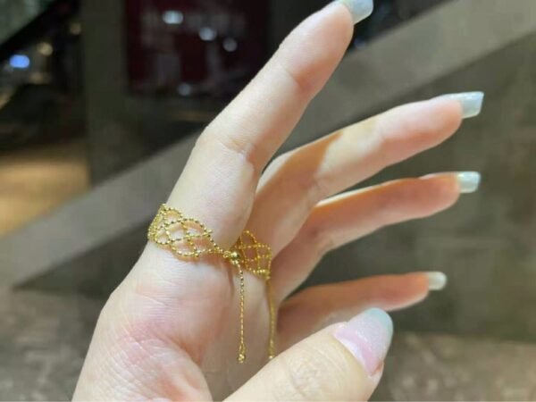 18K Yellow Gold Lace Pull Adjustment Ring For Women Rings 3