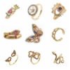 Colorful Zircon Jewelry Micro Setting Gold Adjustable Ring Women Rings 11
