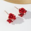 Retro Temperament Stereo Rose Stud Earrings Cute Multicolor Flower Earrings Earrings 15