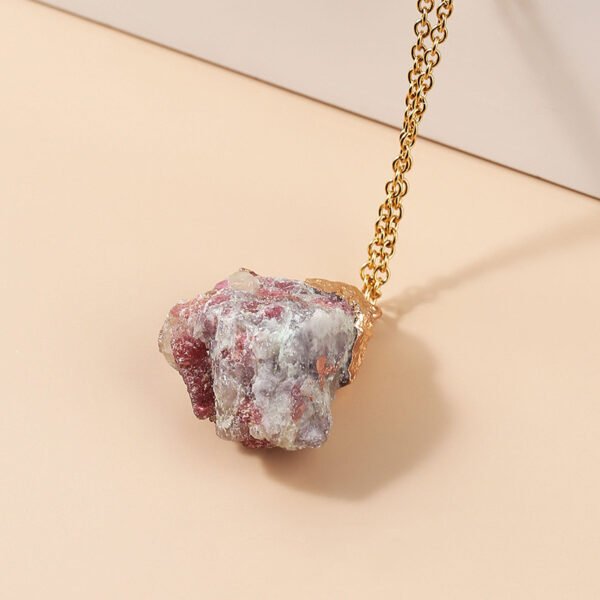 Ladies Gold Plated Necklace Simple Amethyst Pendant Necklaces 4