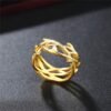 Fashion Simple Gold Jesus Crown Thorns Olive Branch Titanium Steel Ring Rings 9