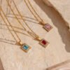 Ins Fashion Stainless Steel Square Zircon Pendant Necklace Necklaces 10