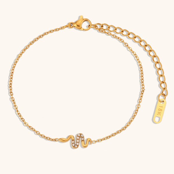 Titanium Steel Necklace 18K Gold Inlaid White Zircon Snake Pendant Necklace Necklaces 6