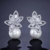 Fashion Creative Flower Pearl Inlaid Zircon Earrings Earrings 12 Fashion Creative Flower Pearl Inlaid Zircon Earrings Earrings 12