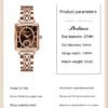 Fashionable Rose Gold Square Women’s Diamond Two-pin Half Watch watches 19 Fashionable Rose Gold Square Women’s Diamond Two-pin Half Watch watches 19