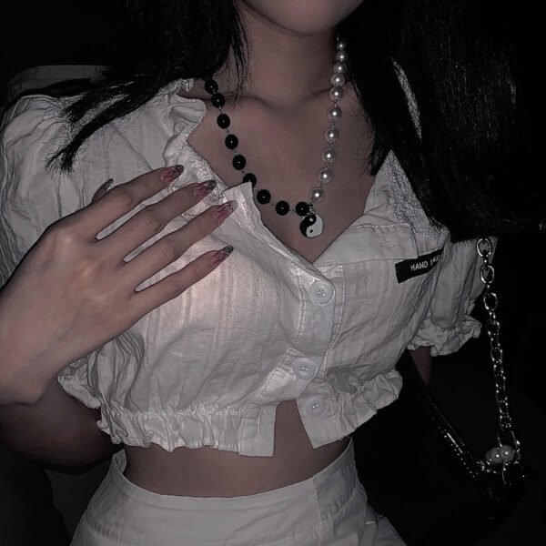 Yin Yang Taiji Pearl Hip Hop Necklace Necklaces 3
