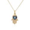 Gold Dripping Zircon Fatima Hand Minority Demon Eye Clavicle Chain Female Necklaces 13