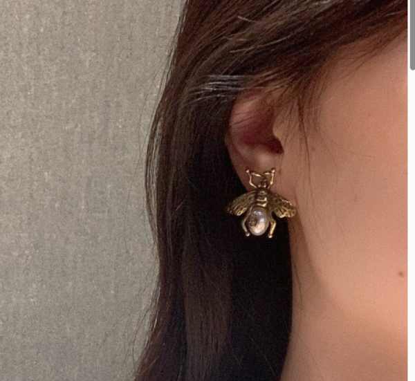 Little Bee Ear Studs CD Vintage Gold Brass Earrings Dijia Middle Ancient Earrings 6