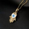 Gold Dripping Zircon Fatima Hand Minority Demon Eye Clavicle Chain Female Necklaces 16