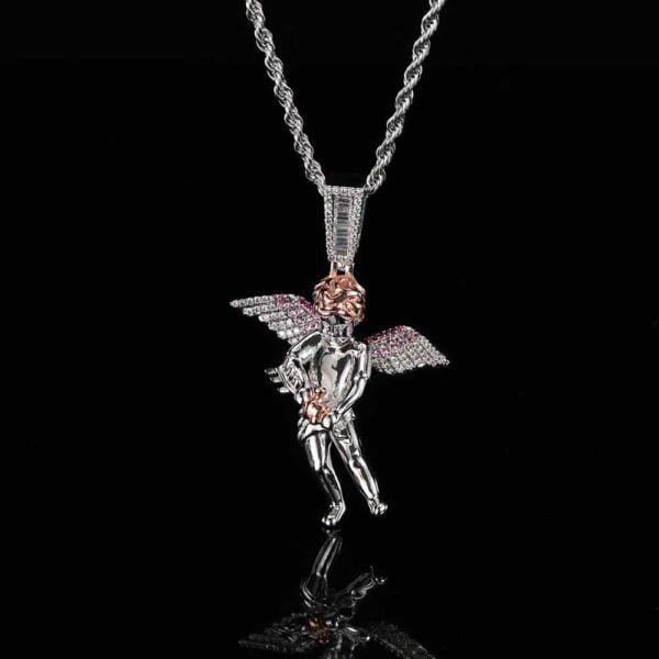 Hip Hop Arrow Wearing Wine Bottle Angel Pendant Real Gold Electroplated Copper Necklace Necklaces 8