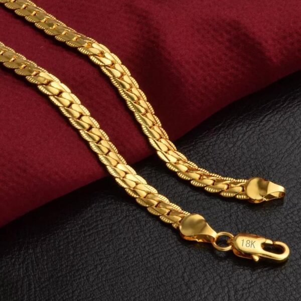 Pure Brass 18K Gold Plating 5MM Full Side Necklace Bracelet Necklaces 7