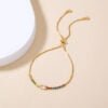 Copper Gold Plated Pendant Micro-Set Colorful Zircon Shrink Pulled Copper Bead Bracelet Bracelets 18