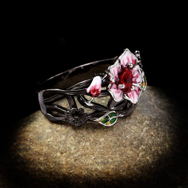 Black Gold Plated Two-tone Flower Ring Female Promos20 7