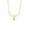 Stainless Steel 18K Gold Plated Flat Snake Chain Square Diamond Pendant Necklace Necklaces 15 Stainless Steel 18K Gold Plated Flat Snake Chain Square Diamond Pendant Necklace Necklaces 15