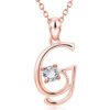 Rose Gold Rhinestone Letter Necklace For Women Girls Necklaces 19