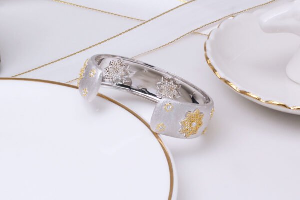 925 Silver Gold Plated Divided Snowflake Bracelet Bracelets 6