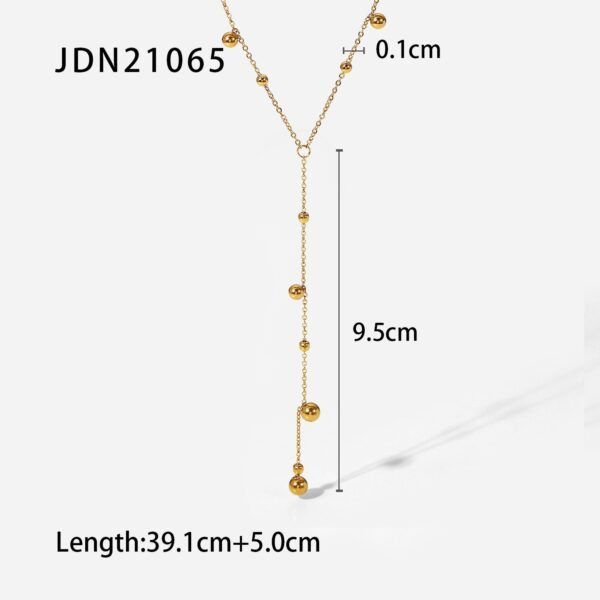 New 18K Gold Plated Stainless Steel Round Beads Tassel Charm Necklace For Women Necklaces 10