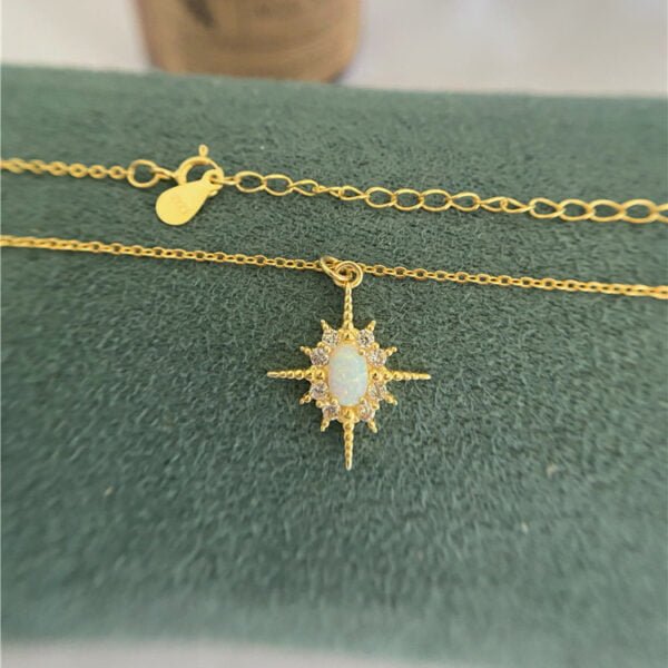 S925 Sterling Silver Plated 14k Gold Inlaid Opal Sun Necklace Women Necklaces 6