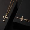 Gold-plated Copper Zircon Love Geometric Cross Pendant Necklace Necklaces 10