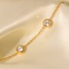 Fashion 18K Gold Plated Round Zircon Stainless Steel Bracelet Necklaces 19