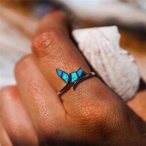 Black Gold Blue Opal Creative Wing Ring OurSpecialSelection