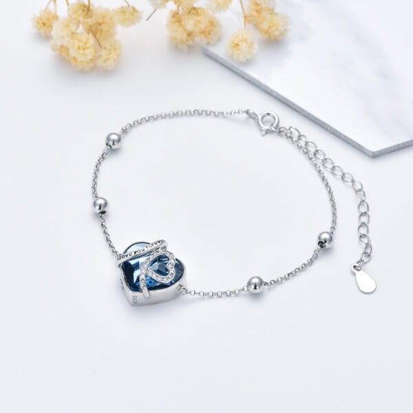 Heart Cremation Bracelet with Crystal from Austria in White Gold Plated Sterling Silver Bracelets 4