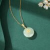 The New Nafu Peace Button And Field Jade Necklace Female Retro Chinese Style Fu Character 18K Gold Collarbone Chain Country Tide Sterling Silver Necklaces 12