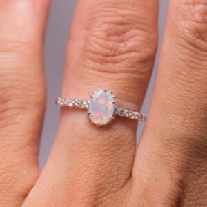 Round Opal Zinc Alloy Plating Ring Rings