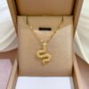 Full Of Diamond Green Eyes Small Snake Micro Gold Necklace Necklaces 11