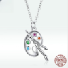 Fashion Art Life S925 Silver Female Popular White Gold Plated Simple Palette Necklace Necklaces 9