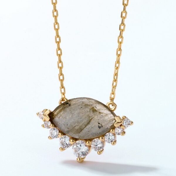 Women’s Gold Natural African Labradorite Geometric Necklace Necklaces 3