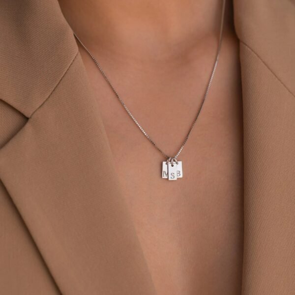 Stainless Steel Simple 26 Letter Hanging Tag Gold Brick Necklace Necklaces 6