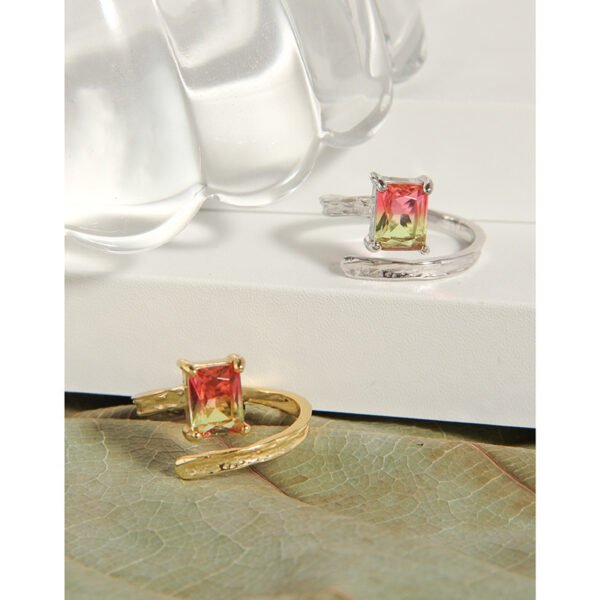 Small Design Sense Irregular Surface Micro-inlaid Two-color Stone Accessories 3