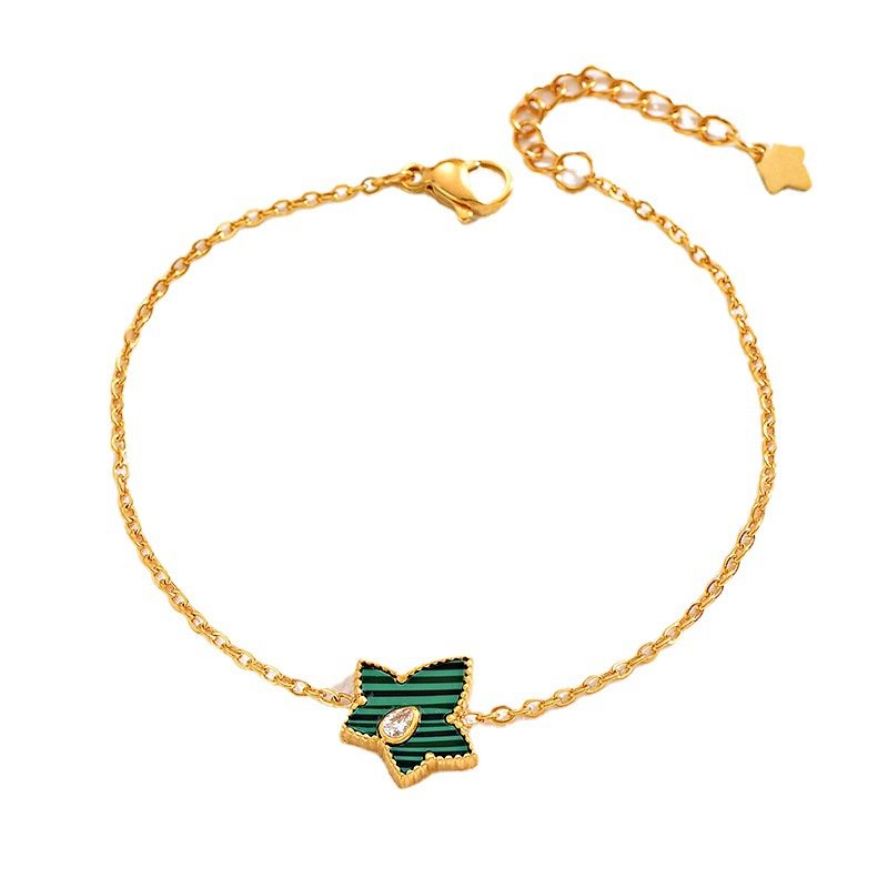 Korean Style Titanium Steel Malachite Bracelet 18K Gold Non-fading Affordable Luxury Fashion Stainless Steel Bracelet Female High Sense Bracelets 8 Korean Style Titanium Steel Malachite Bracelet 18K Gold Non-fading Affordable Luxury Fashion Stainless Steel Bracelet Female High Sense Bracelets 8