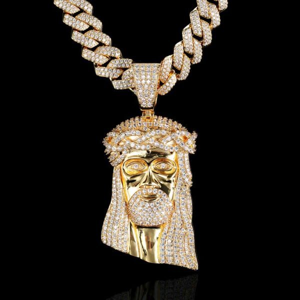 Jesus Head Hip Hop Pendant Real Gold Plating Street Necklace Necklaces 4