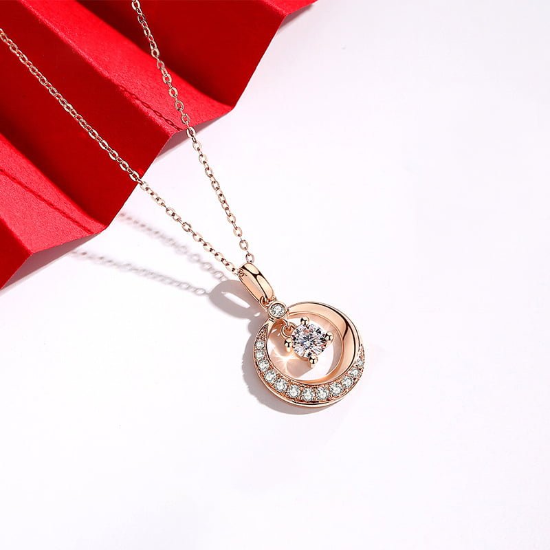 Women’s Fashion Light Luxury 18K Rose Gold Moissanite Necklace Necklaces 2