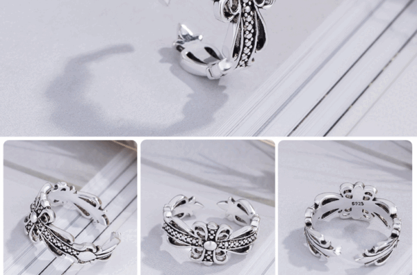 New Thai Silver Ring Crow Star Ring Female Luo Heart Ring Retro Jewelry Rings 5