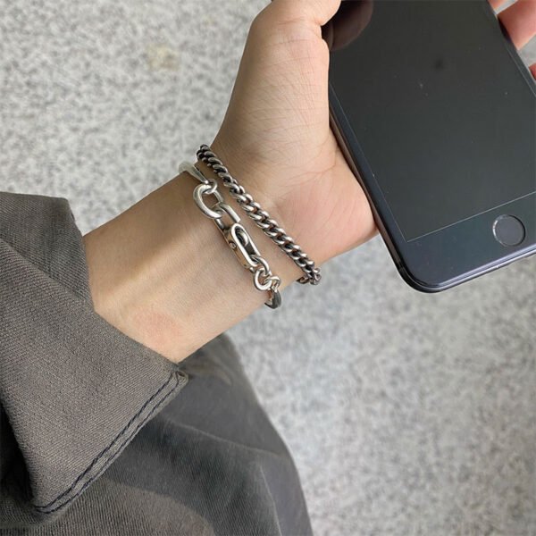 Vintage Distressed Lock Knot Hook Chain Clause Thick Bracelet Bracelets 9
