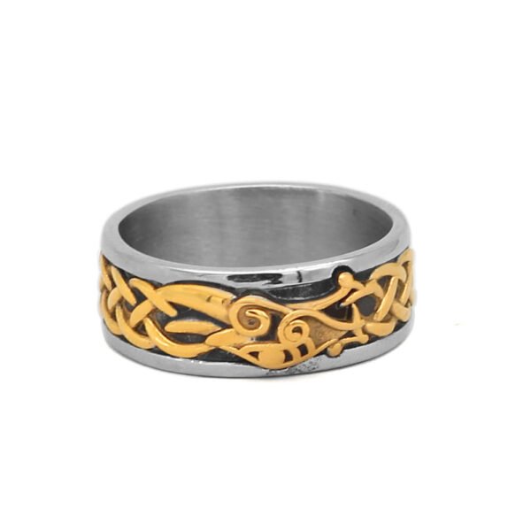New Viking Style Stainless Steel Gold Dragon-shape Crow Ring Ring Rings 5